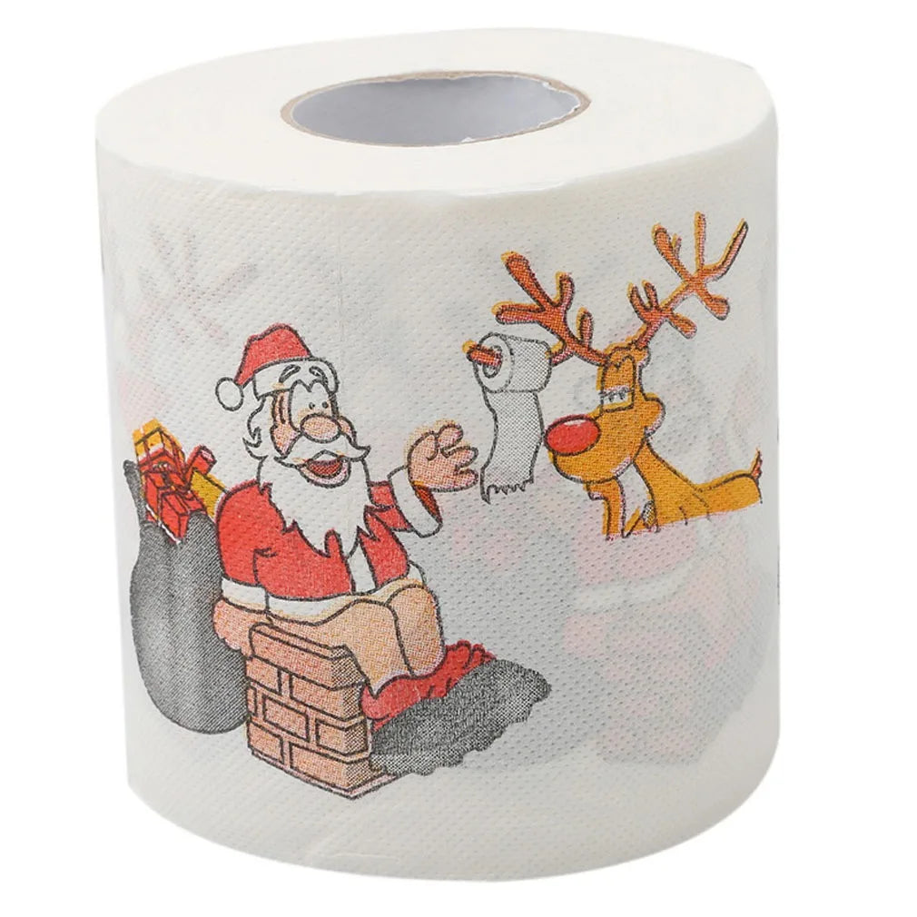 Christmas Toilet Roll Paper for Home Decor, Santa Claus Bath, Xmas Supplies, Tissue Roll, 10x10cm, 1Pc