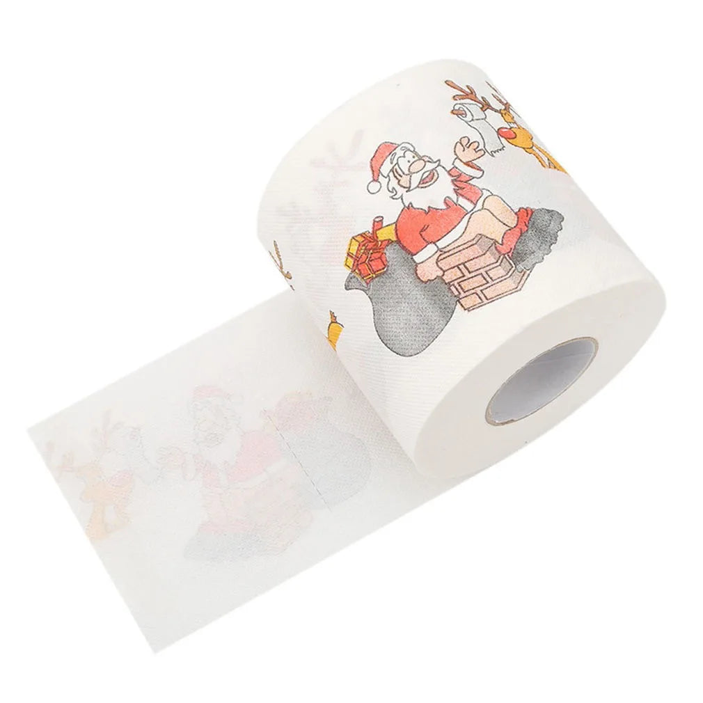 Christmas Toilet Roll Paper for Home Decor, Santa Claus Bath, Xmas Supplies, Tissue Roll, 10x10cm, 1Pc