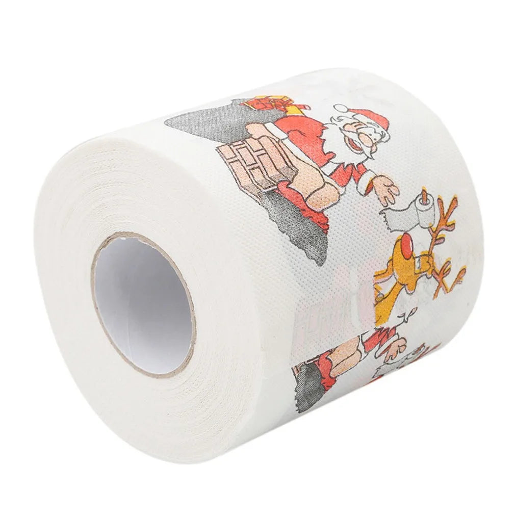 Christmas Toilet Roll Paper for Home Decor, Santa Claus Bath, Xmas Supplies, Tissue Roll, 10x10cm, 1Pc