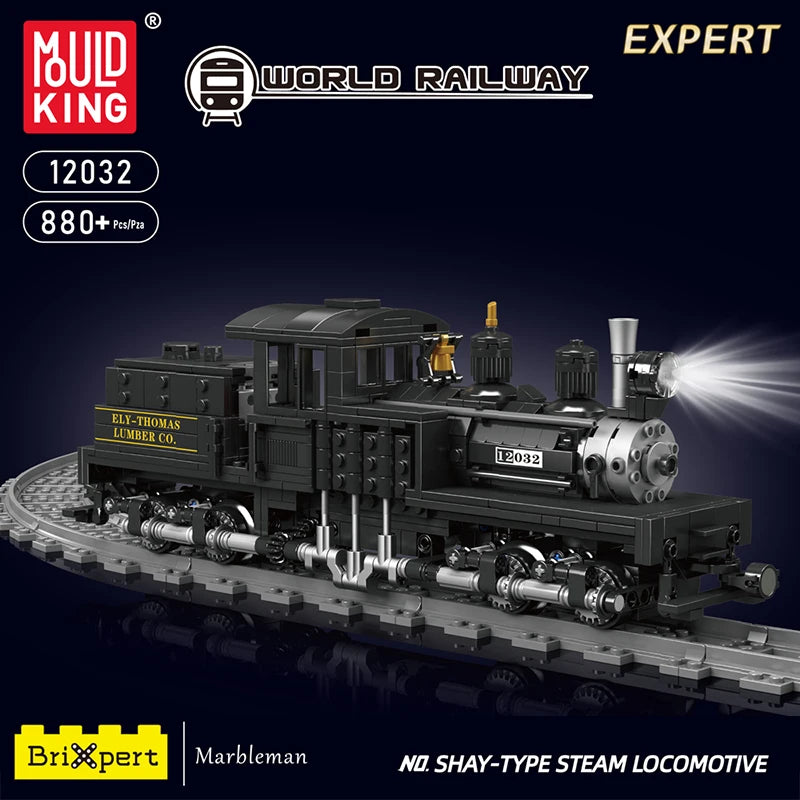 Mould King 12032 Technical Train Toys The RC Shay-Type Steam Locomotive Building Block Assembly Car Brick Kids Christmas Gift