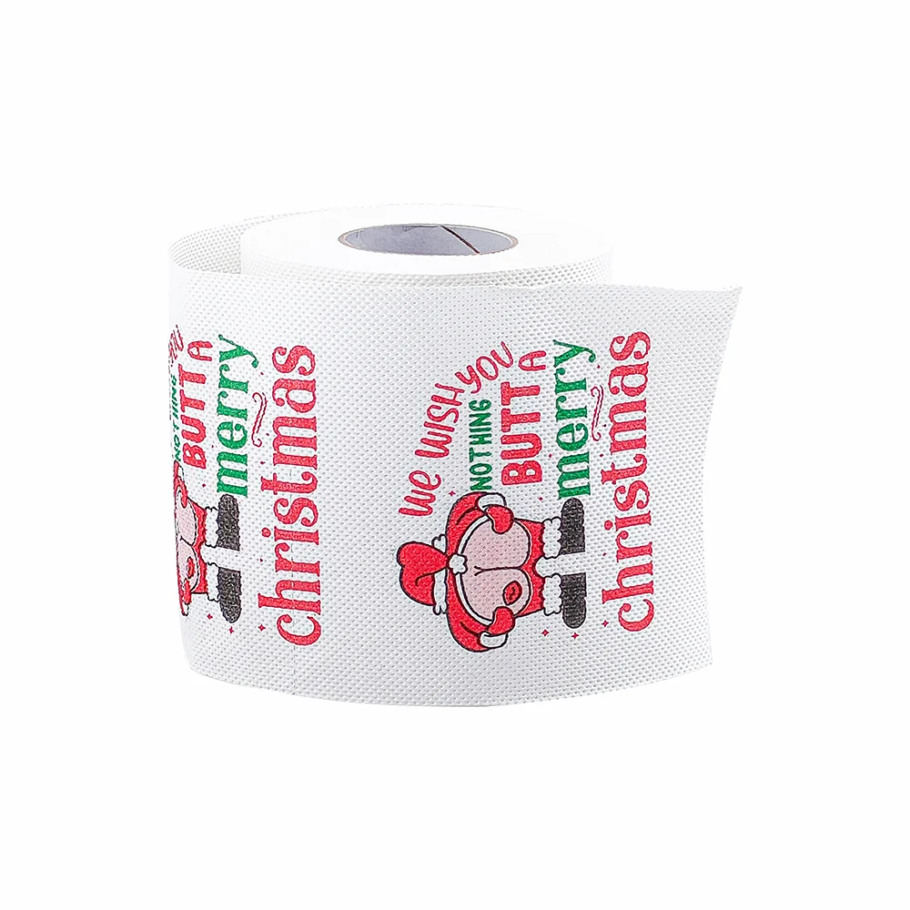 Christmas Toilet Roll Paper for Home Decor, Santa Claus Bath, Xmas Supplies, Tissue Roll, 10x10cm, 1Pc