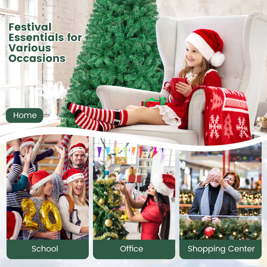 7Ft Artificial PVC Christmas Tree W/Stand Holiday Season Indoor Outdoor Green