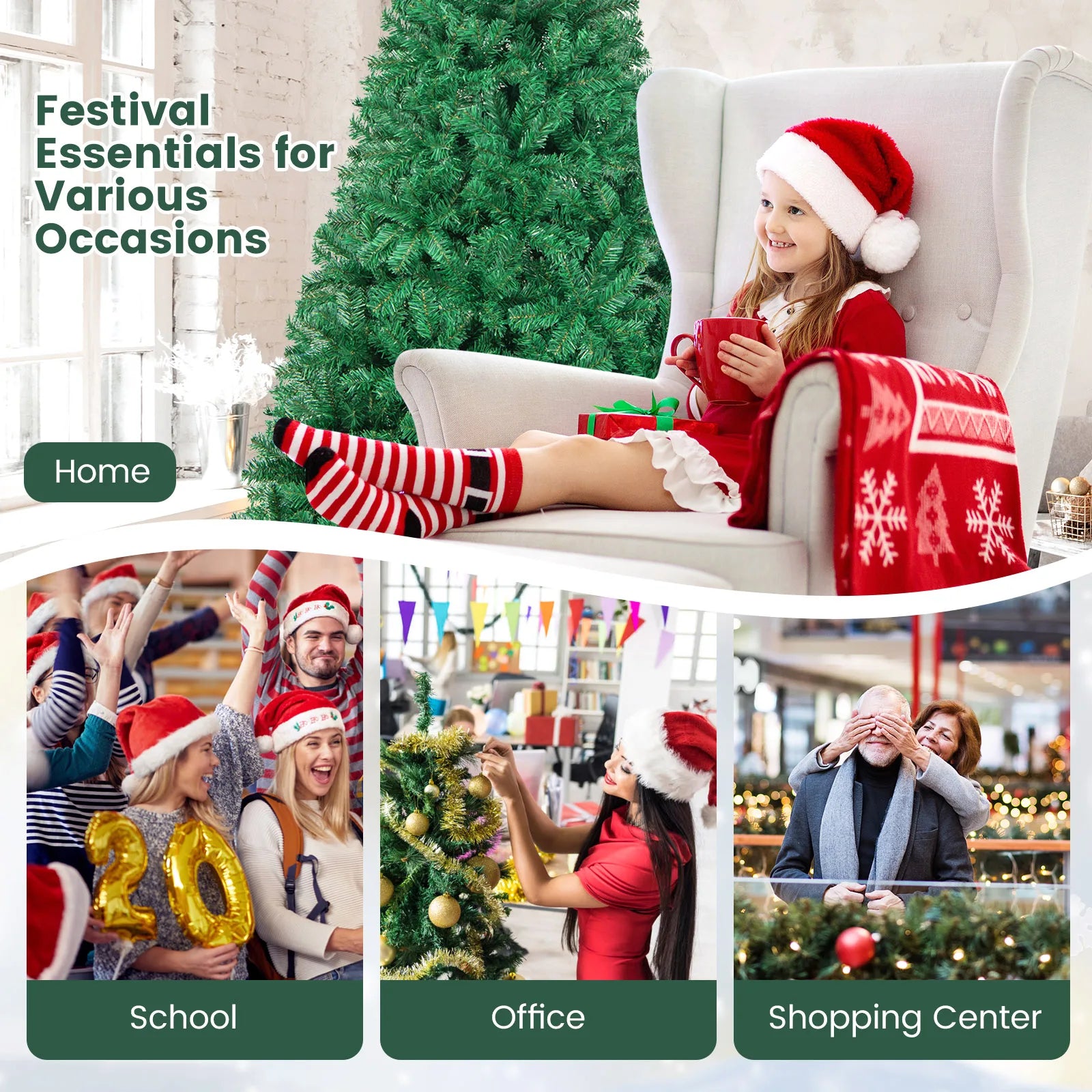 7Ft Artificial PVC Christmas Tree W/Stand Holiday Season Indoor Outdoor Green