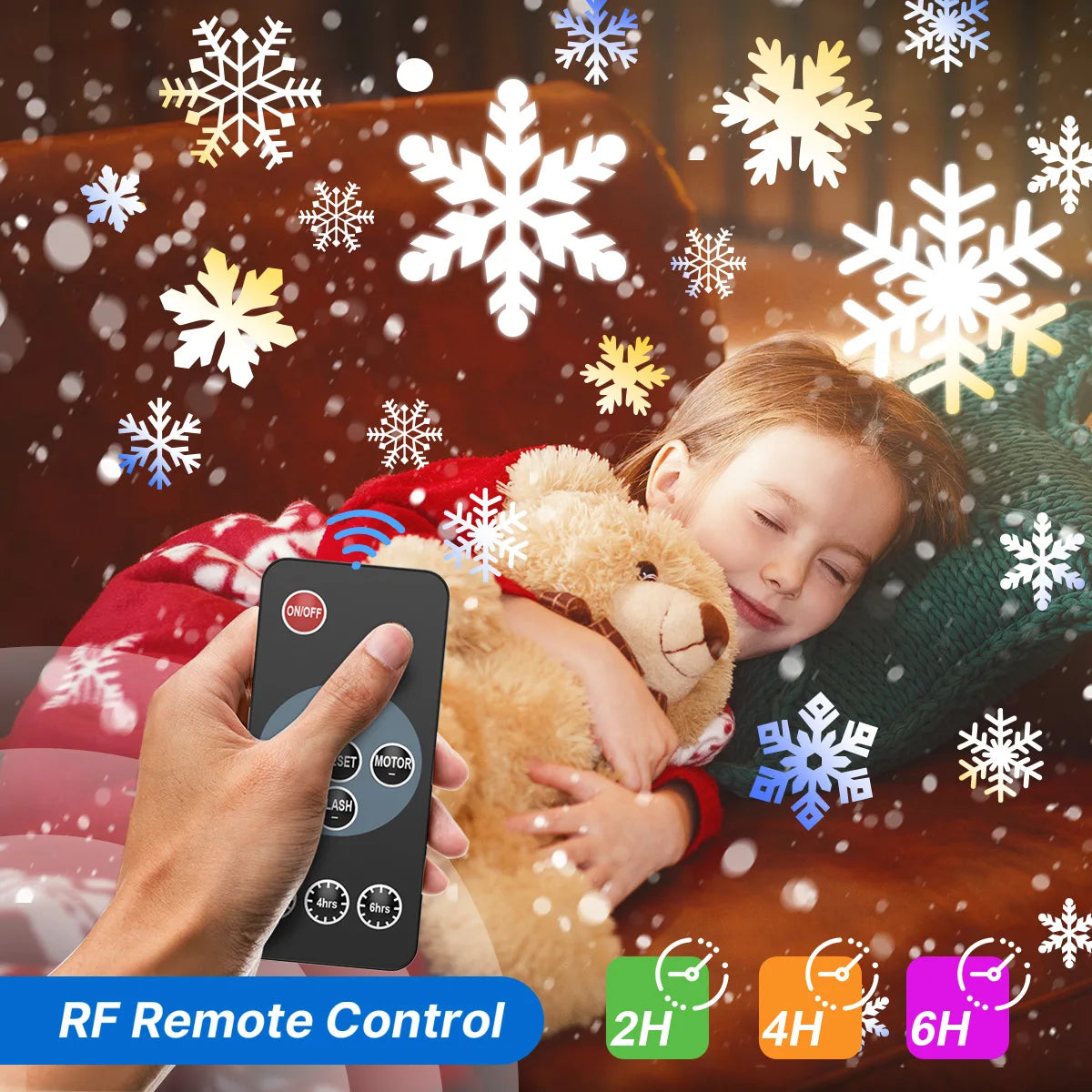 Double-head Christmas Snowfall HD Projector Lights, IP65 Outdoor Upgraded 2-in-1 Rotating Light With Remote Timer for Gift &Room