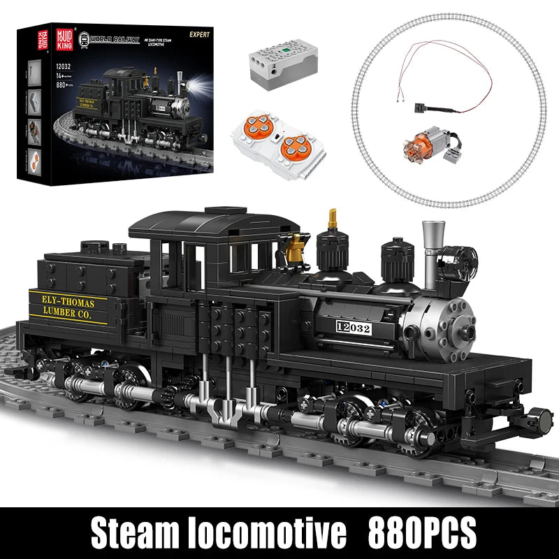 Mould King 12032 Technical Train Toys The RC Shay-Type Steam Locomotive Building Block Assembly Car Brick Kids Christmas Gift