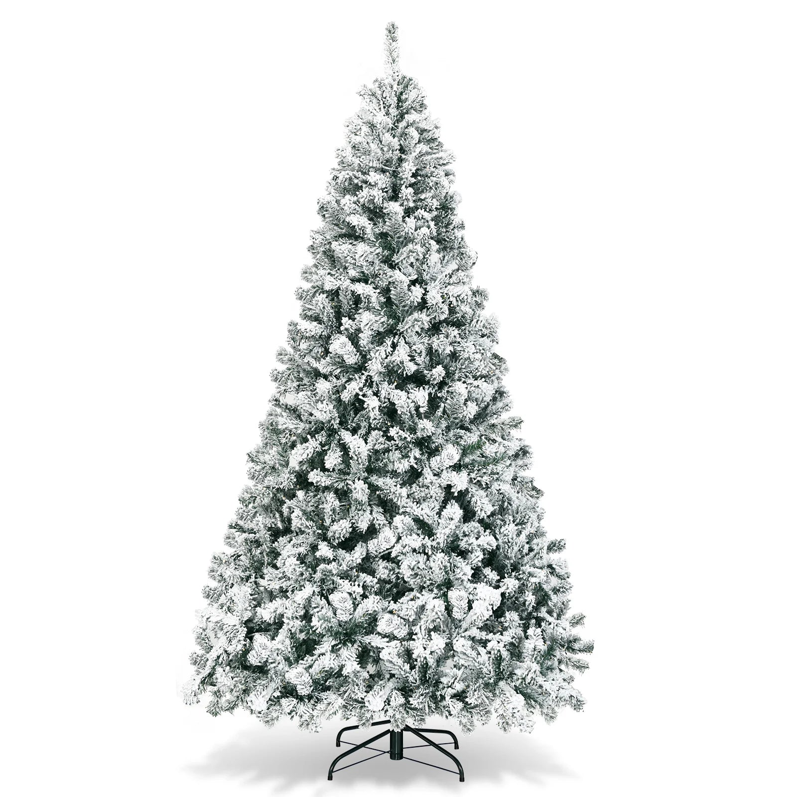 Artificial Christmas Tree with Metal Stand 6/ 7. 5/ 9FT, with Natural Snow Effect for Festivals, Indoor and Outdoor, White