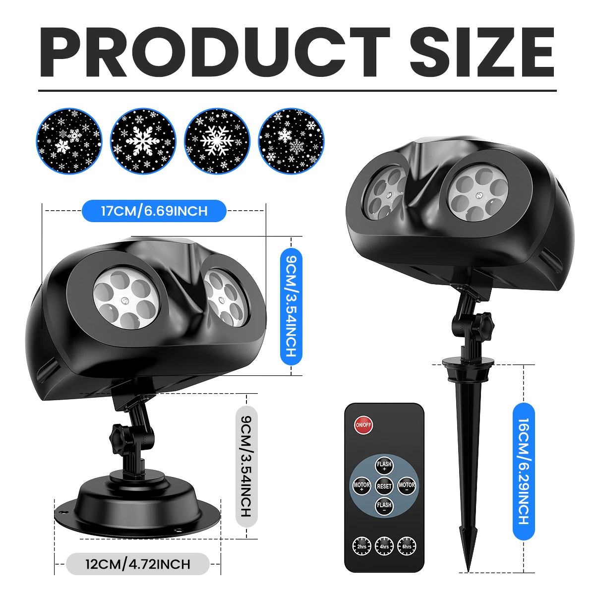 Double-head Christmas Snowfall HD Projector Lights, IP65 Outdoor Upgraded 2-in-1 Rotating Light With Remote Timer for Gift &Room